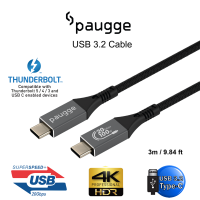 Paugge USB 3.2 Kablo - 20Gbps , USB C Görüntü, Ses, Data ve Şarj Kablosu - 3 Metre
