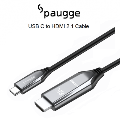 Paugge 8K 60Hz / 4K 144Hz / 4K 120Hz / 4K 60Hz HDR USB C to HDMI 2.1 Kablo (CHD21-PRO)