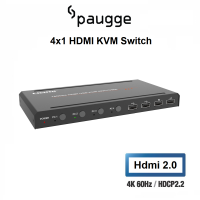 Paugge 4x1 HDMI KVM Switch - 18Gbps Hdmi 2.0 4K60Hz HDR Keyboard Mouse