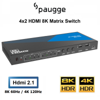 Paugge 4x2 8K HDMI Matrix Switcher - 48Gbps Hdmi 2.1 8K60Hz 4K120Hz