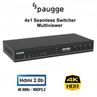 Paugge 4x1 Seamless Switcher Multiviewer - 18Gbps Hdmi 2.0b 4K60Hz