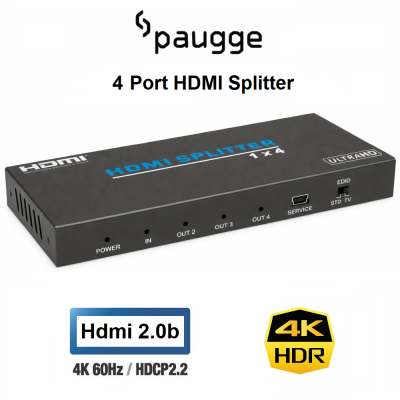 Paugge 4 Port HDMI Splitter - (Hdmi 2.0b 4K60Hz HDR)