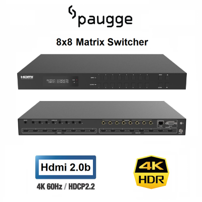 Paugge 8x8 HDMI Matrix Switcher - Hdmi 2.0b 4K60Hz HDR EDID WEB GUI