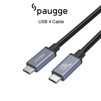 Paugge USB-IF Sertifikalı USB 4 Kablo  40Gbps, PD240W, 8K 60Hz, 4K 144Hz, 4K 120Hz, 4K 60Hz, HDR - 0.8 Metre (USB4PD240W08)