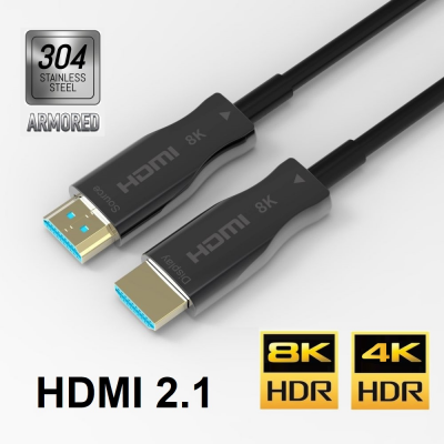 ZIRHLI - Halogen Free - Paugge Hdmi 2.1 , 2.0b AOC Active Optical Fiber HDMI Kablo - 75 Metre